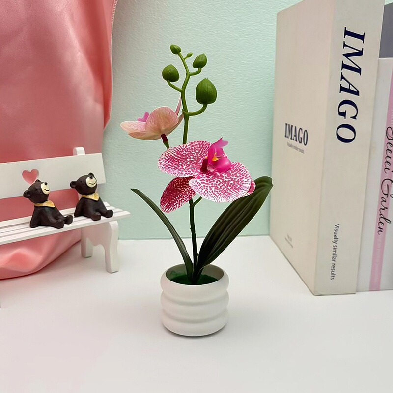 クロスボーダーのシミュレーション胡蝶蘭盆栽花付きデスクトップ装飾プラスチック造花盆栽撮影植木鉢置物花頭|undefined