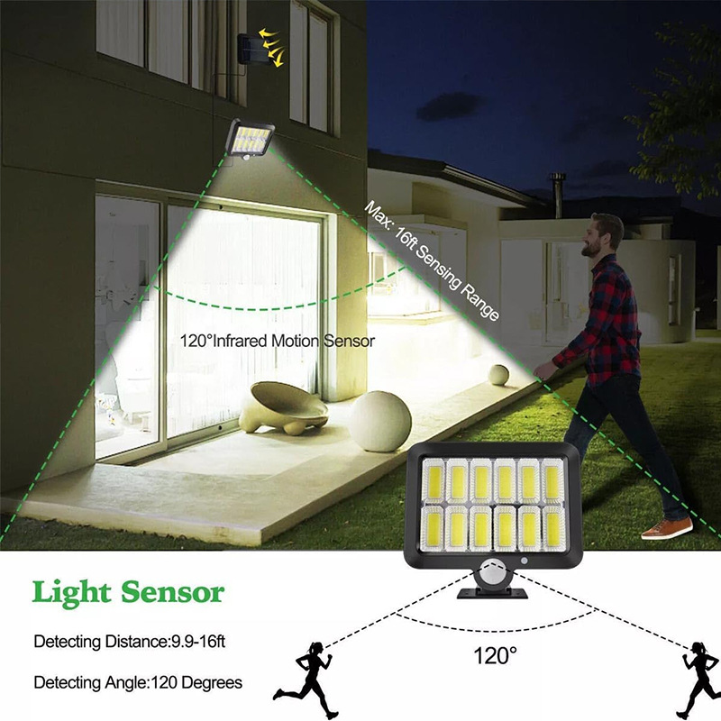 Transfronterizo solar 100LED dividido al aire libre patio garaje iluminación doméstica COB lámpara de pared de inducción impermeable
