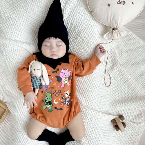 ins Korean style baby jumpsuit 24 autumn Halloween small animal print harem baby festival bag fart clothing
