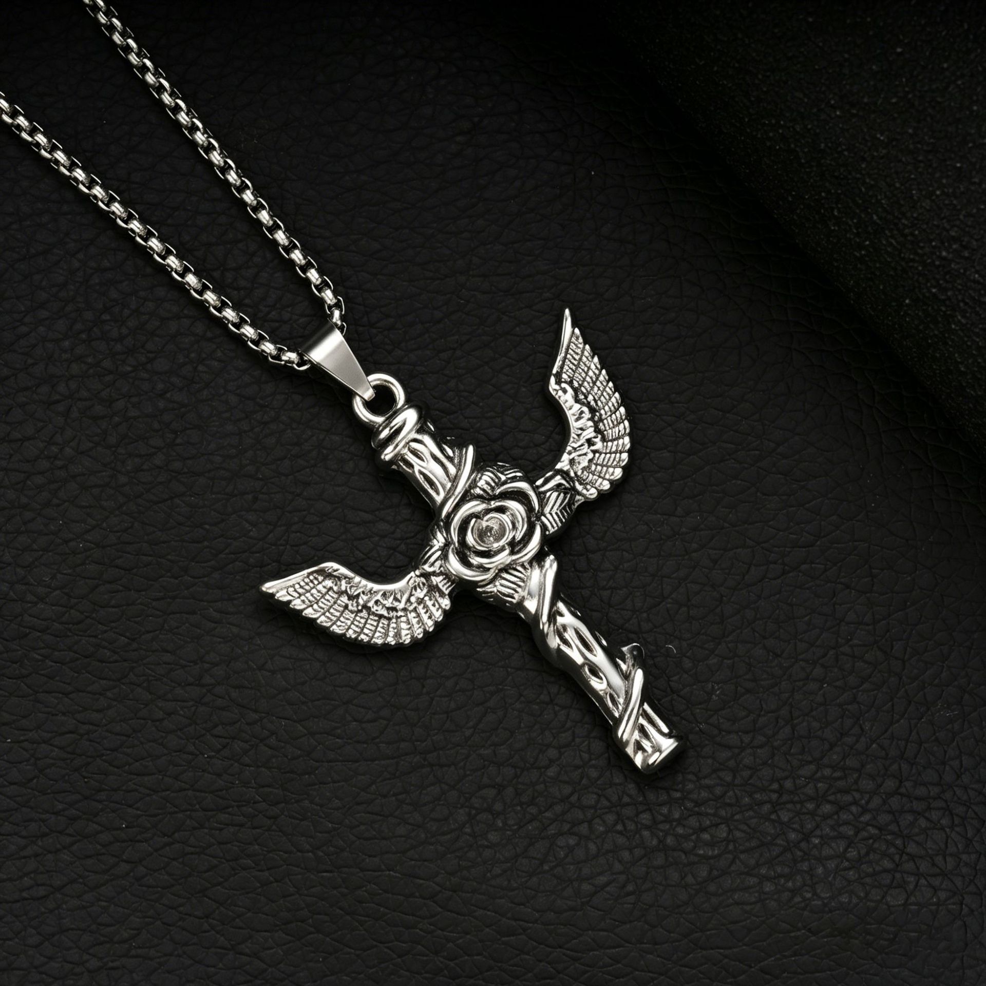 Colar com cruz hip-hop masculino corrente de suéter na moda_voghion.com