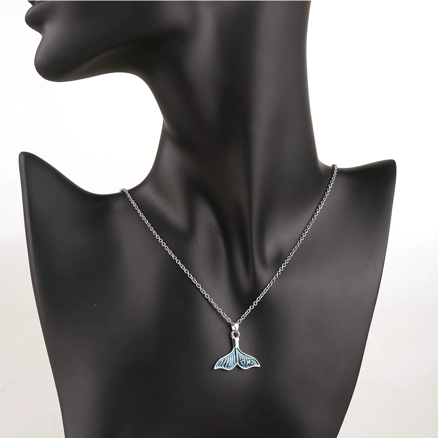 1pc серебряный кулон ожерелье повседневное простое морское существо капает масло кулон 40 см длинная цепь 7 см