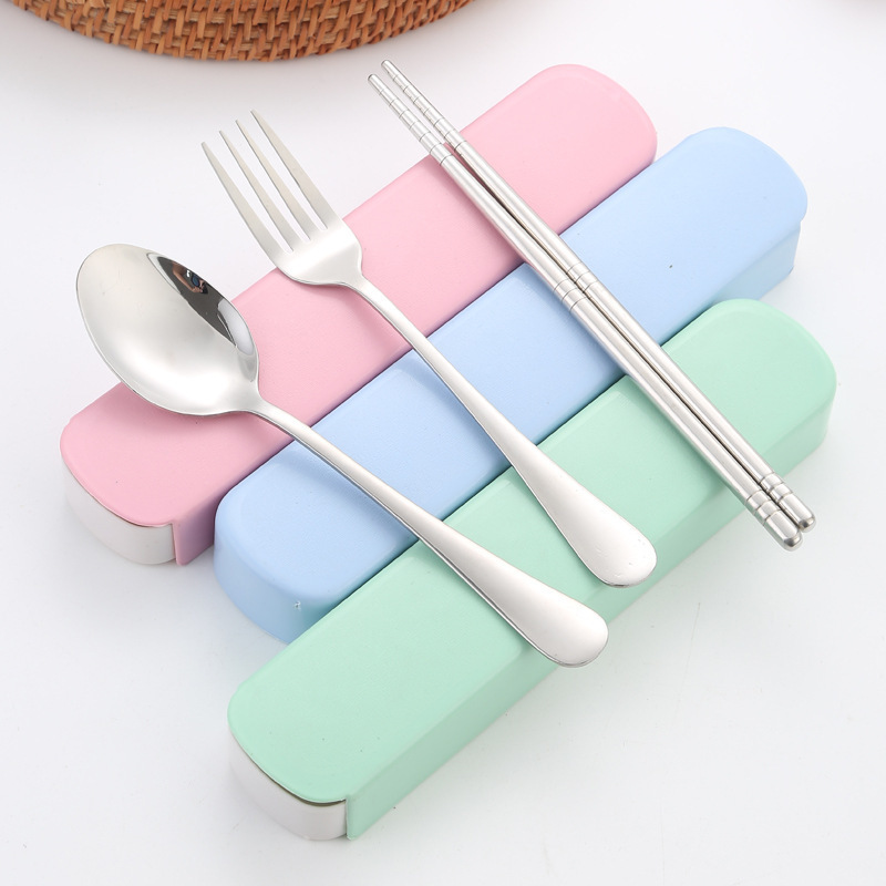 304 Portable Tableware Set for Outdoor Use, Suitable for Children, Students, and Elderly People, Includes Spoon, Fork, and Chopsticks, Three-Piece Set for Office Workers, Easy to Clean 304 Portable Tableware Set for Outdoor Use, Suitable for Children, Students, and Elderly People, Includes Spoon, Fork, and Chopsticks, Three-Piece Set for Office Workers, Easy to Clean