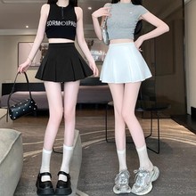 白色百褶半身裙女夏季新款小个子休闲高腰显瘦a字蓬蓬西装短裙潮