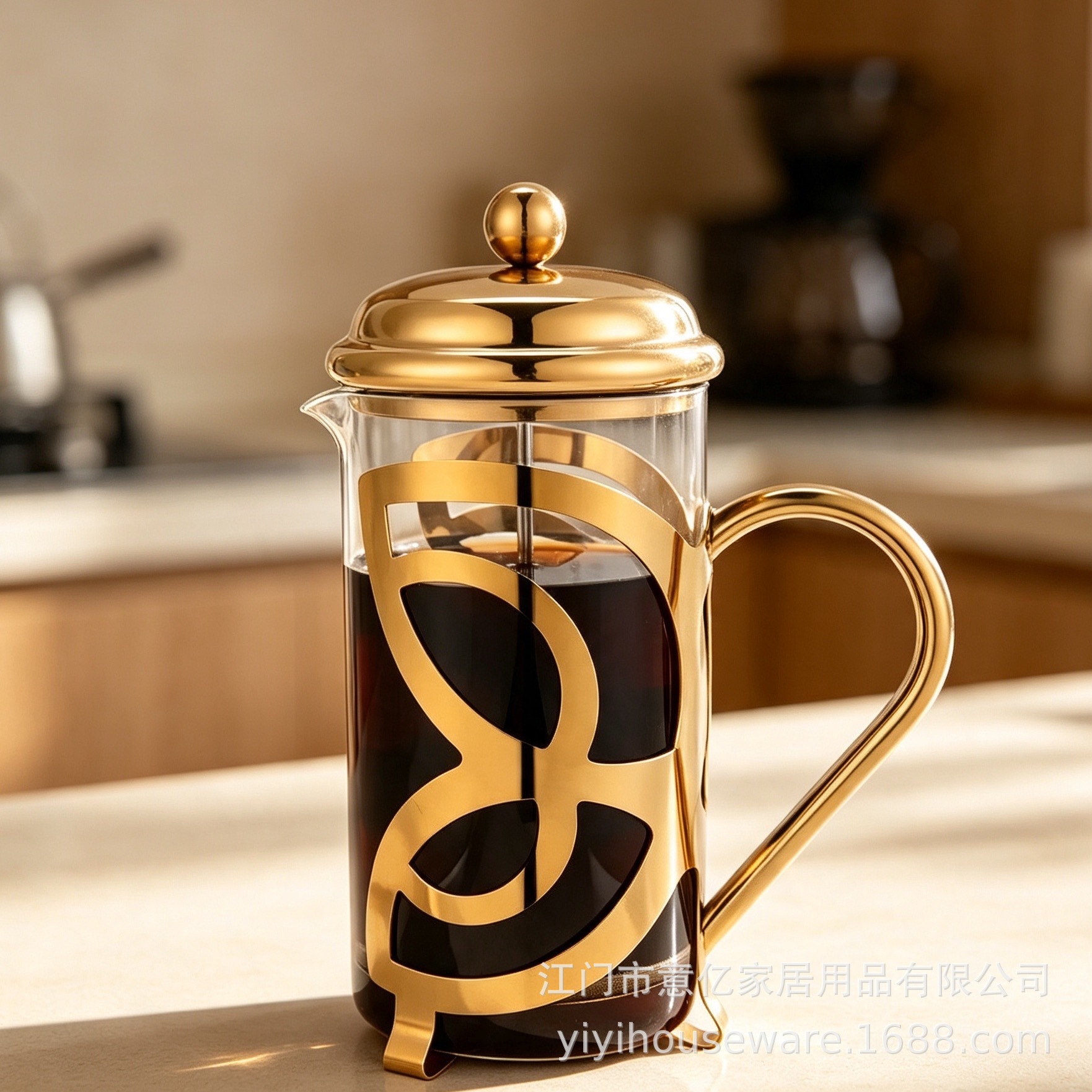 Glass Butterfly French Press Pot, High Borosilicate Glass, Household Milk Frother, Filter, Hand-brewed Coffee and Tea Maker