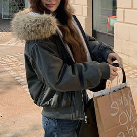 日韩复古风潮流时尚小众设计感加绒连帽座山雕棉服男女款潮牌棉衣