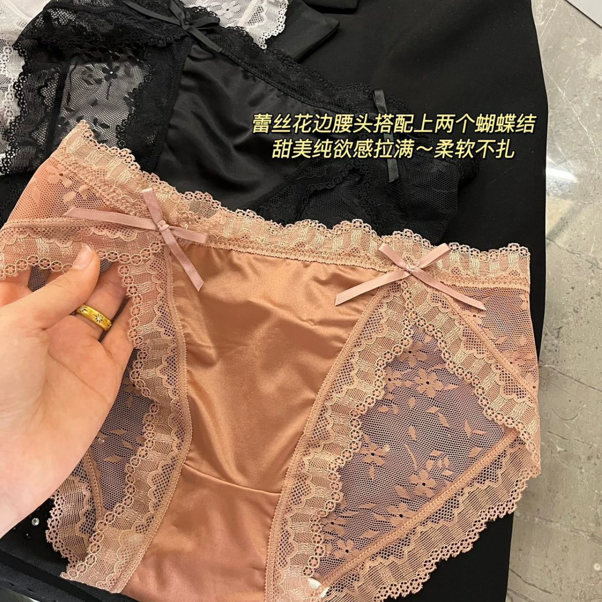 Нижнее белье: кружевные хлопковые шорты, лента на талии, трусики-слип, Sexy brief, размеры M–XL
