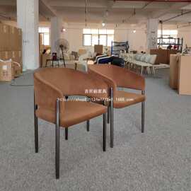 设计师热卖高端意式不锈钢接待餐椅售楼处酒店咖啡厅布艺靠背椅子