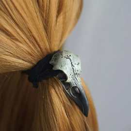 维京发带金属乌鸦骷髅头发带朋克发带松紧马尾辫架 女性发饰 女性