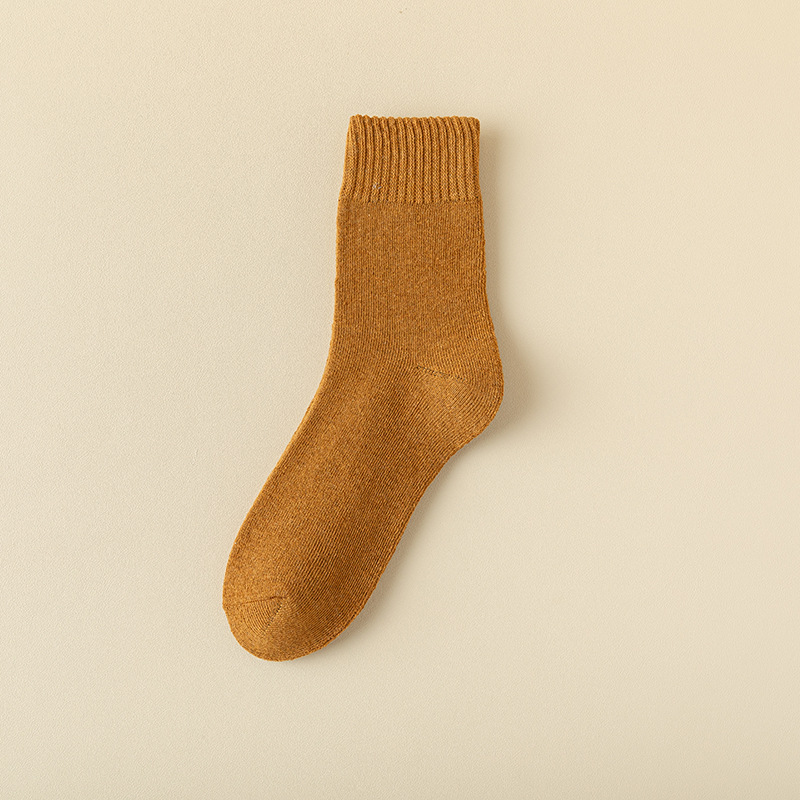 Medias de mujer medias de invierno forradas de lana gruesa calcetines de media pantorrilla calcetines de piso de mujer tubo alto Terry calcetines Otoño e Invierno