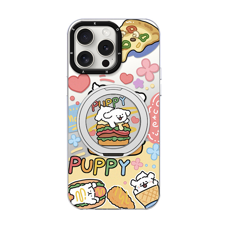 ハンバーガー子犬磁気ホルダー Apple 16 携帯電話ケース iphone15promax かわいい漫画 13 ニッチに適しています|undefined