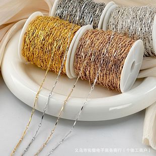 DIY Chain Pure Copper Stick Chain Round Stick Handmade Chain Straight Flat Stick Simple Plain Chain Turban Necklace Color Preservation Material