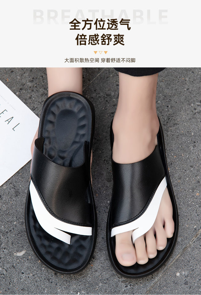 Dép xỏ ngón nam chống trượt thoáng khí kiểu đi biển — màu đen chi tiết 9