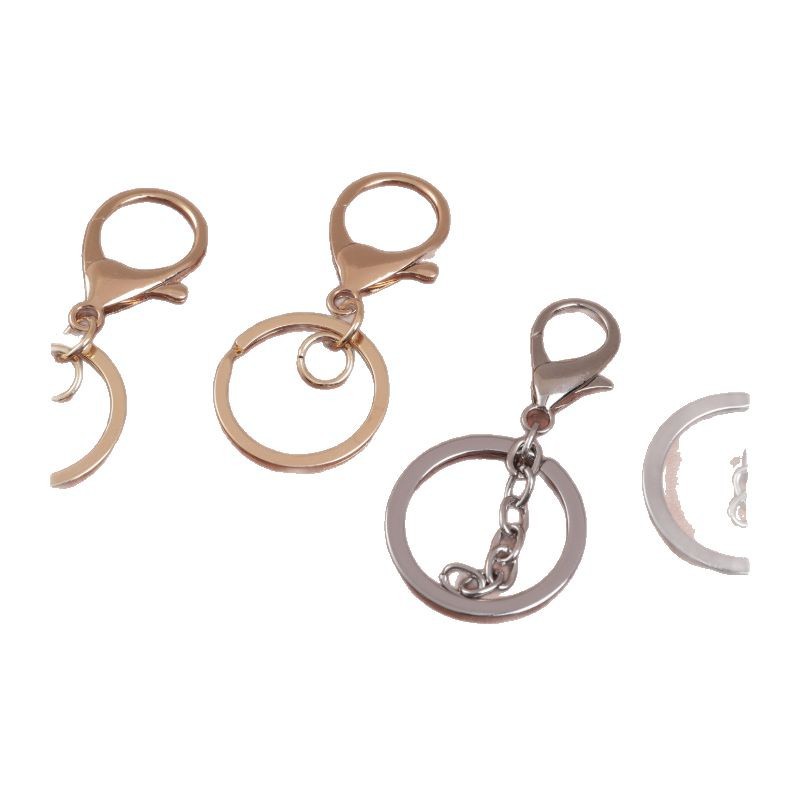 Customized DIY Alloy Keychain Lobster Clasp Three-Piece Set with Chain, Bag Toy Keychain Accessories Customization