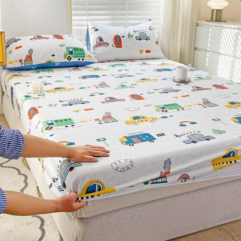 One-piece cotton cartoon cotton bed sheet non-slip 1.2 m1.5 1.8 Simmons mattress protector bedspread