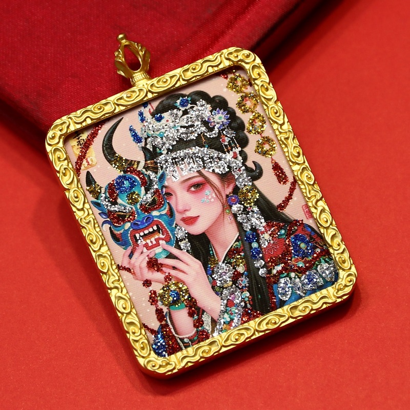 手绘彩金唐卡卡芯画芯金色嘎乌盒扎基拉姆前世今生厂家批发|undefined