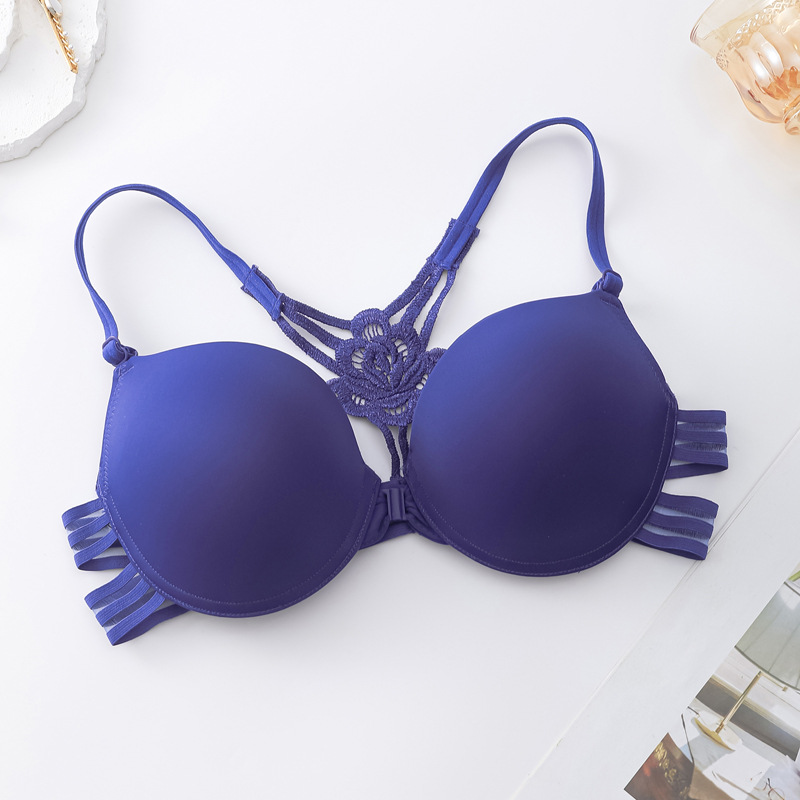 Fábrica de stock de sujetadores de hebilla delantera, cinturón de hombro en forma de Y, ropa interior de moda sin marcas