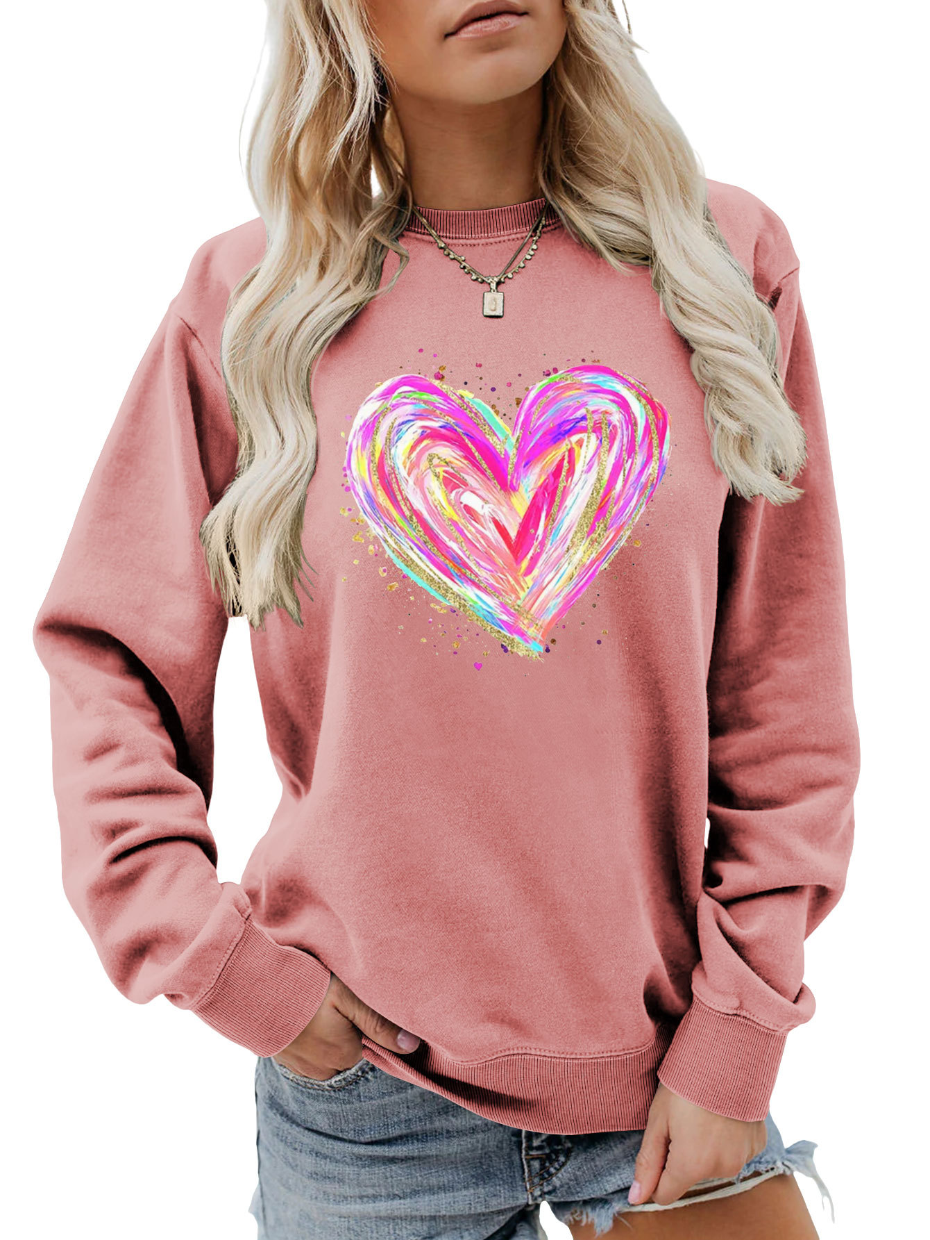 Independent Site New Stylish, Comfortable, Versatile Women's Colorful Sequin Heart Autumn And Winter_ecoleips.com