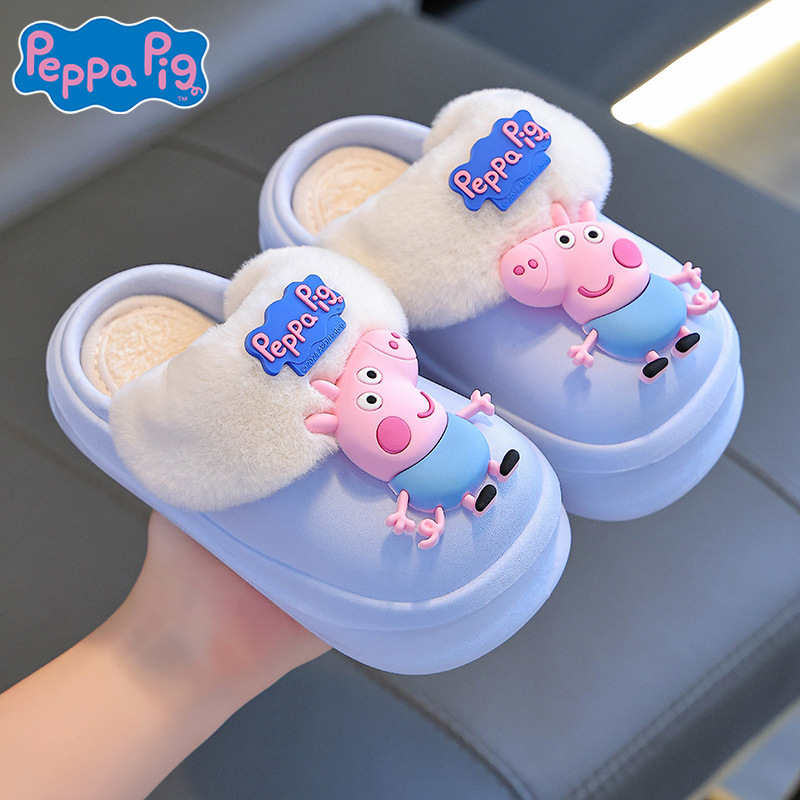 Piggy Page zapatillas de algodón de invierno para niños, niños y niñas, bolsas de terciopelo cálidas, tacones desmontables impermeables para zapatos caseros de bebé
