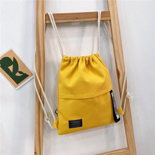 双肩包时尚女批发抽绳双肩帆布包简约休闲布包印制束口袋休闲背包