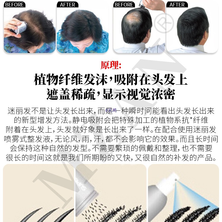 Japan's Original Hair Fiber Powder Hair Transplant Hair Thickening Powder Covering Hair Seams and Filling Wigs