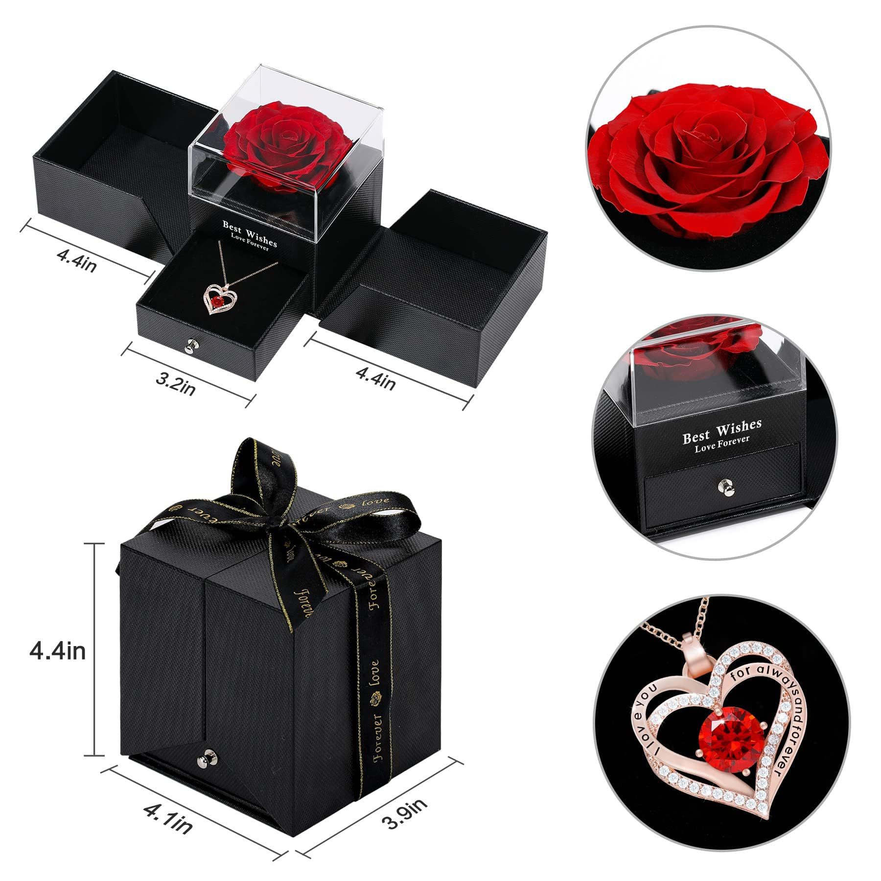 Collar de corazón de circonita colorida con colgante de oro rosa de doble capa, regalo para San Valentín y Día de la Madre