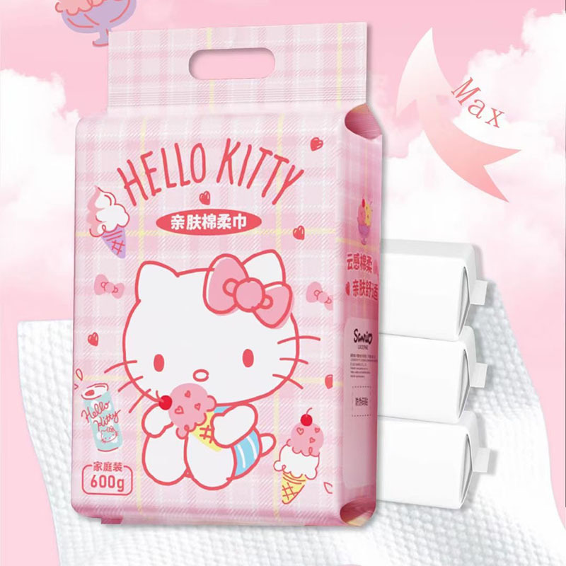 Kitty猫洗顔タオル正規版は、サンリオアニメのかわいい綿柔巾使い捨て洗顔タオル工場を厚くすることを許可している|undefined