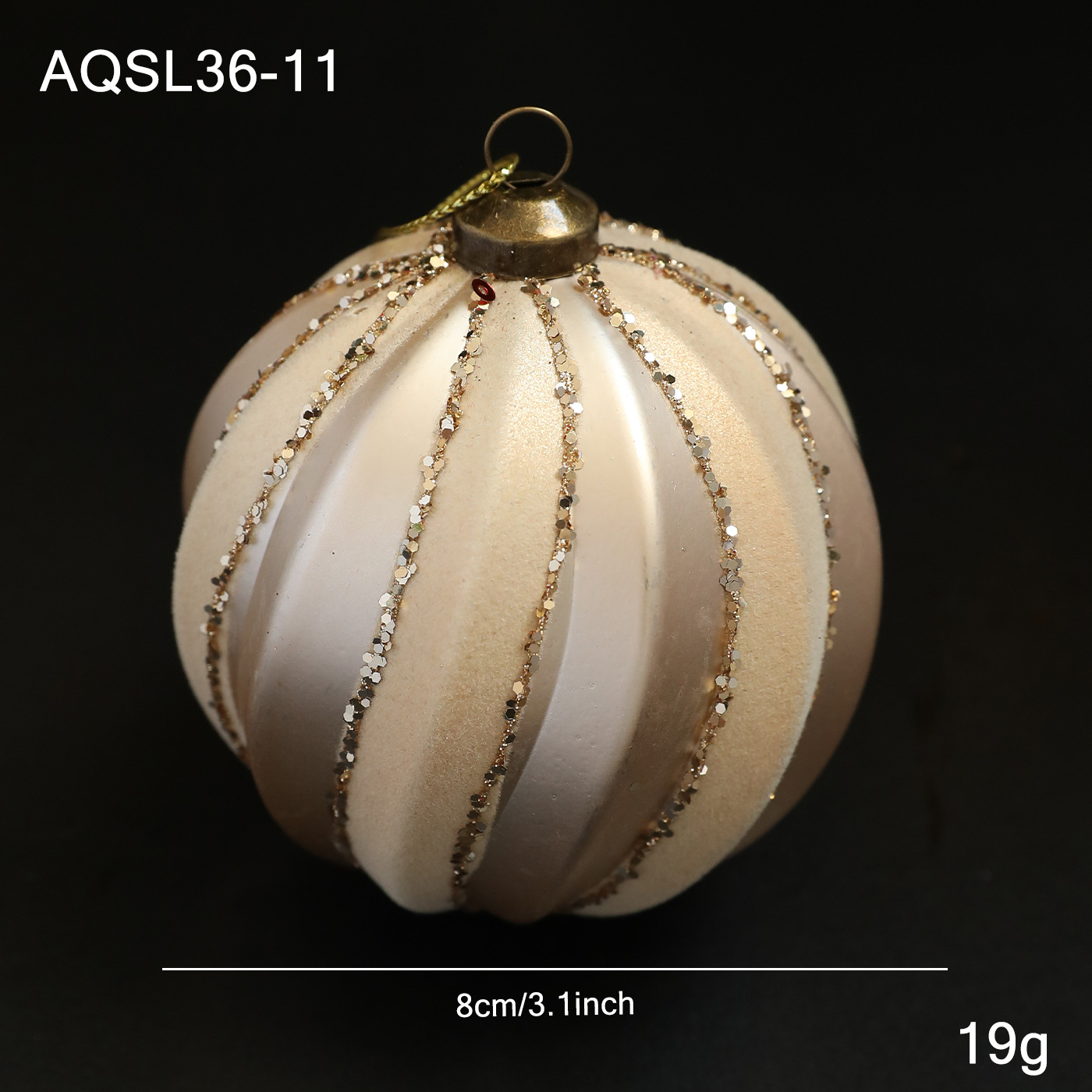 Nuevo producto 8CM bola de Navidad color champán oro polvo retro árbol de Navidad colgante bola decoración colgante diseño colgante