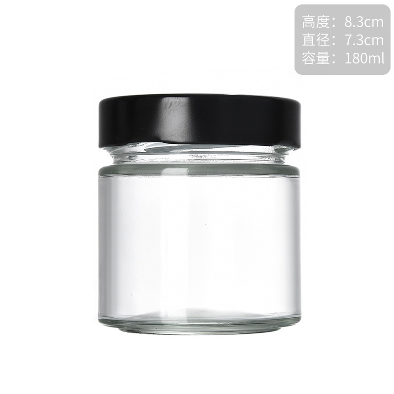 丸型高蓋透明ガラスピクルスボトルハニー黄桃缶詰ボトルシールペーストチリソースボトルジャムボトル|undefined