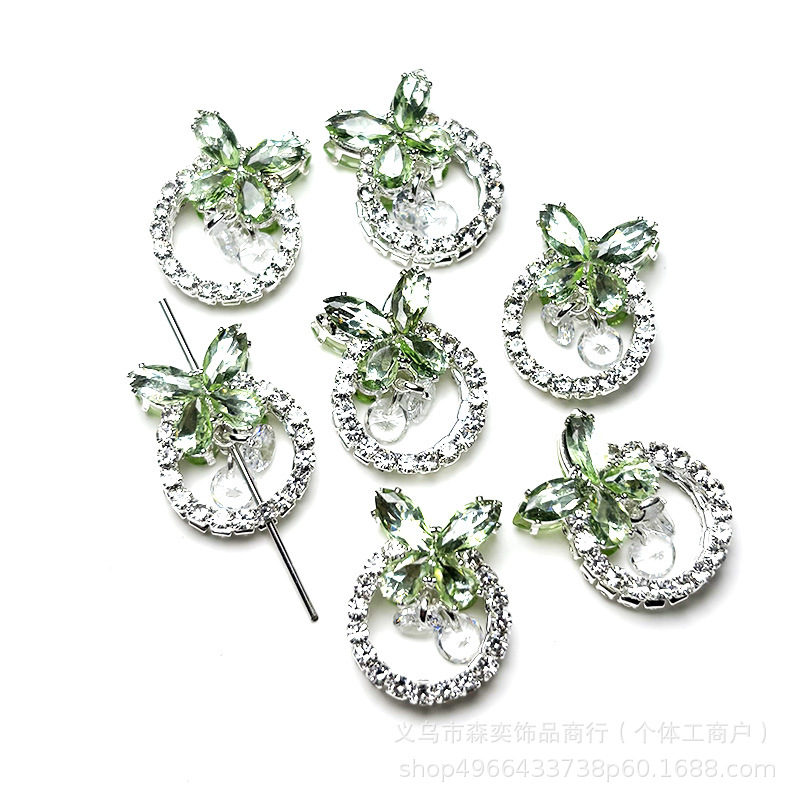 Double-Sided Zircon Butterfly Wreath Vertical Hole Spacer Beads Bowknot Running Ring Straight Hole Beads DIY Phone Chain Accessories