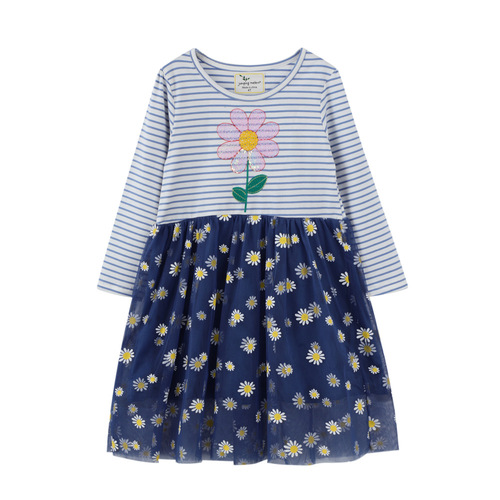 Long-sleeved 2026 new European and American girls 'dress, children's autumn foreign style girl princess dress, mesh princess dress