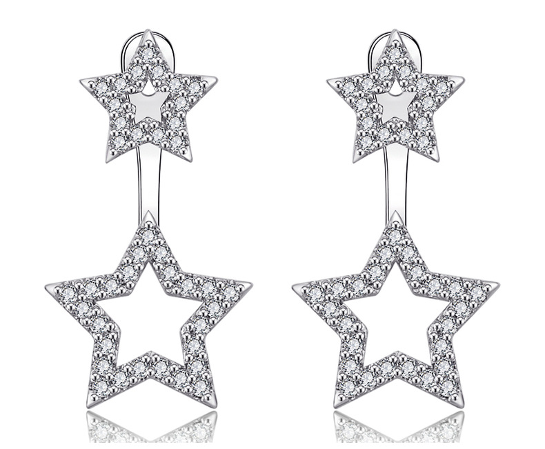 Lady Star Copper Plating Inlay Zircon Ear Studs 1 Pair display picture 5