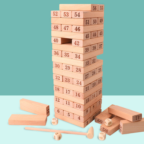 Alphabet and digital Jenga animals color stacks high-rise stacking building blocks educational children's toys adult board games