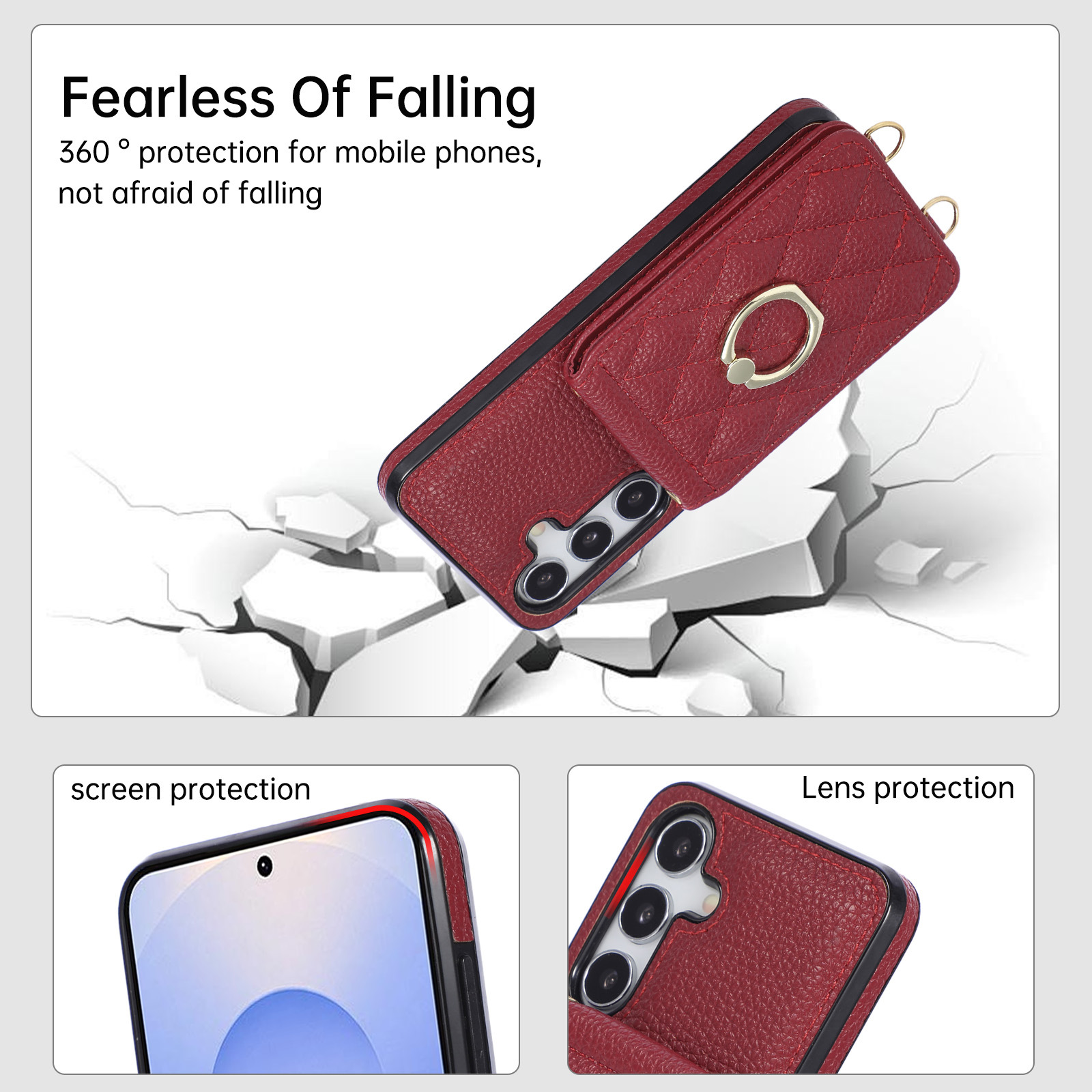 Funda de cuero con correa para colgar y tarjetero samsung s25 a56_voghion.com