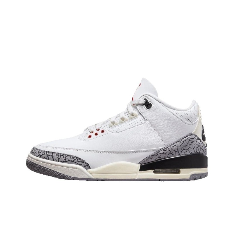 莆田靴純正オリジナル牛革本革バスケットボールシューズ男性と女性のための Air AJ3 ホワイトセメント共同ブランドレトロスポーツシューズ|undefined