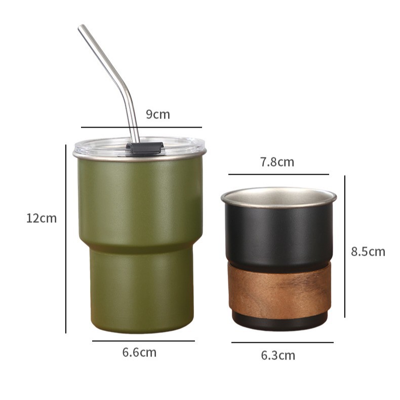 Taza de acero inoxidable para acampar al aire libre con grabado, taza de café 304, taza de agua estilo escalonado, taza portátil de una sola capa, portátil y práctica.