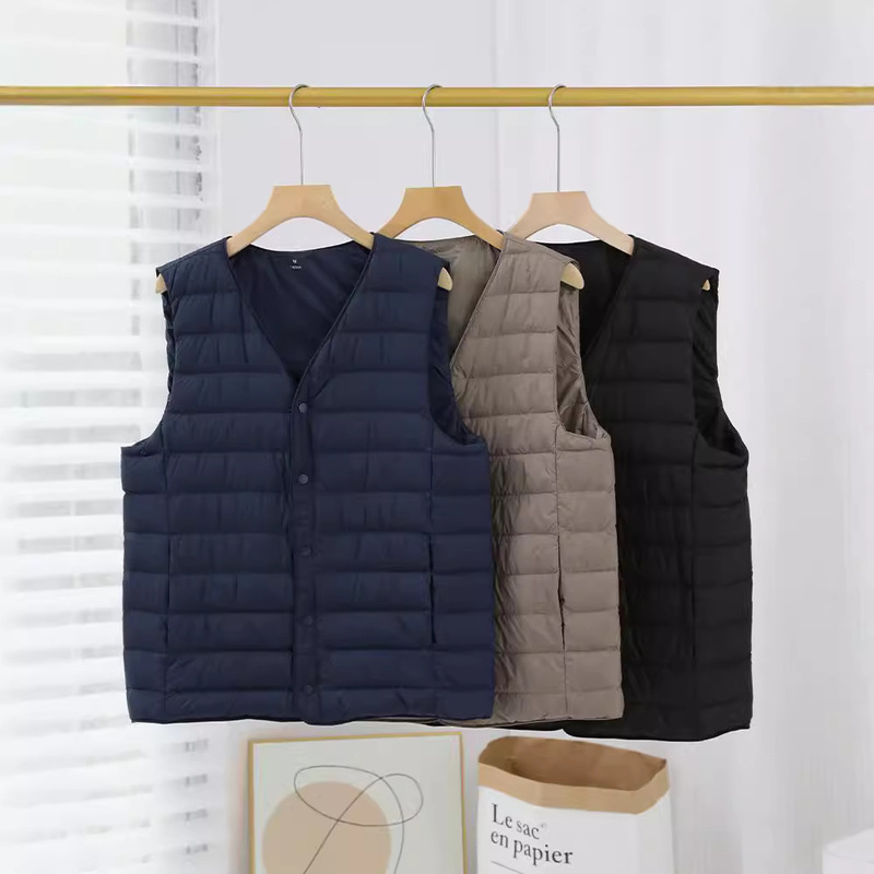 Export Lightweight down Vest for Men 2026 Winter New Style Men's V-Neck Thin down Vest Wholesale