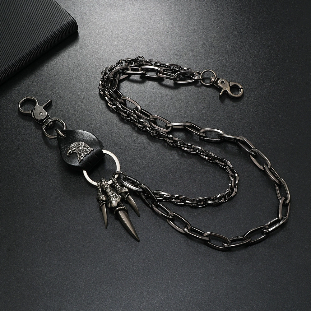 Trousers for men and women hip-hop style, denim fashionable universal metal accessory, punk style