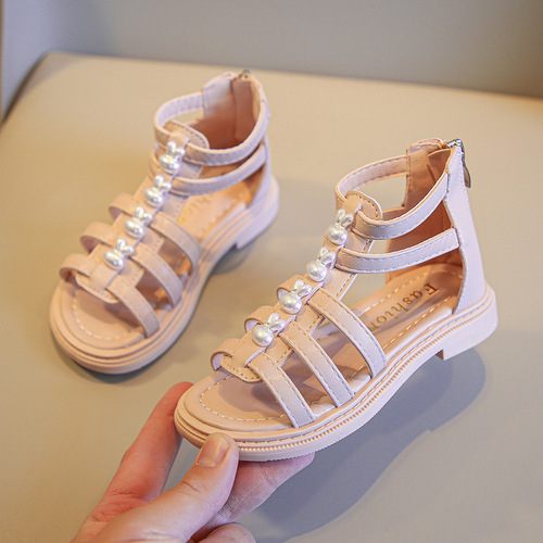 New Summer Sandals for Girls in , Large Children's Soft-Cushion Princess Shoes, Casual and Fashionable Rabbit Roman Sandals