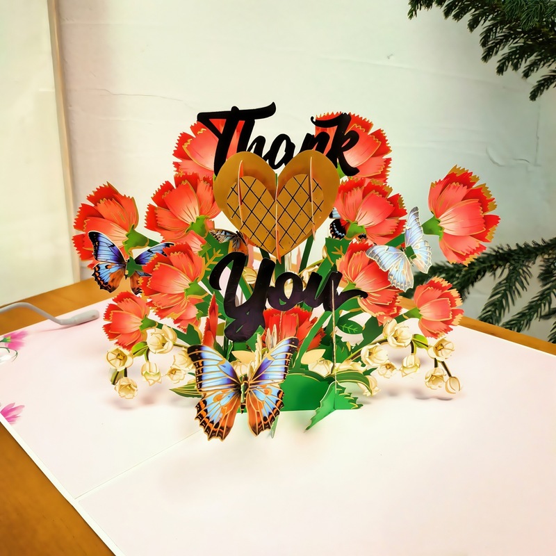 新しい教師の日立体グリーティングカード 3D 花束誕生日カード感謝祭ギフト教師のためのクロスボーダー工場卸売|undefined
