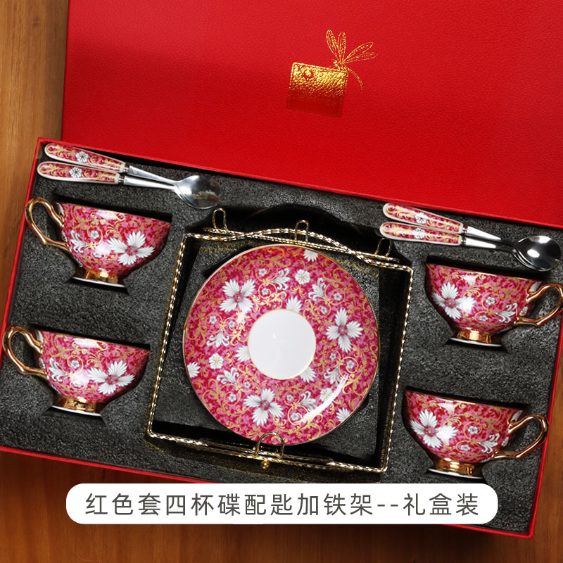 Taza de café de porcelana china Taza de estilo europeo exquisita de alta gama Juego de té de la tarde británico de alta gama Caja de regalo
