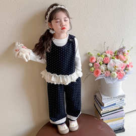 女童初秋套装春秋季2025新款女孩花边三件套儿童宝宝时髦韩范穿搭
