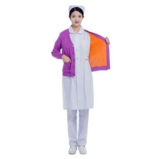 Nurse Sweater Women's fleece-lined Thickened Cardigan Hospital Sweater Coat Autumn and Winter Xizang Blue Warm Knitted Sweater Nurse Clothing