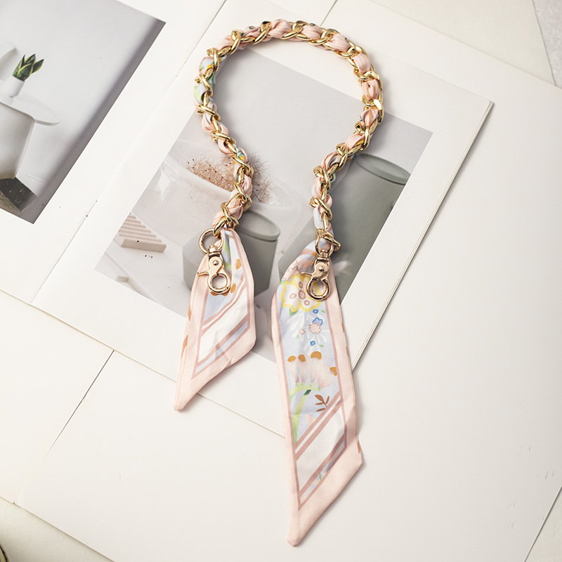 【스트라이프 시리즈●핑크] 원숄더 장식체인 54cm