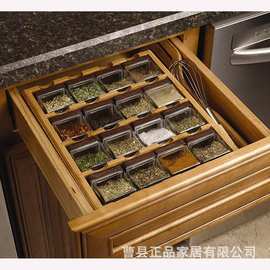 竹木墙壁调料收纳架厨房抽屉柜分格香料整理架桌面立式调料储存架