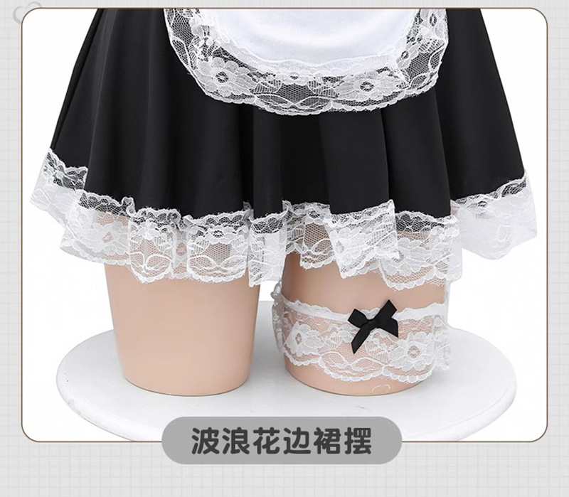 Maid Roleplay Costume Set with Headpiece, Choker, Thong and Wristbands — detail image 19