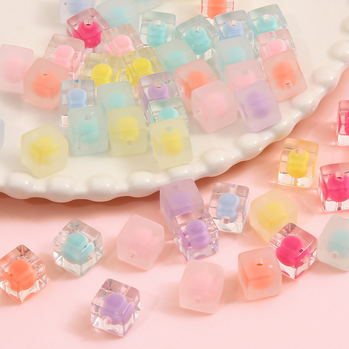 Hole 3~3.9mm Hole Size 10 PCS/Package 10 * 10mm Hole 3~3.9mm Arylic Square DIY Jewelry Accessories Beads