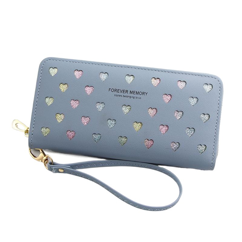 Cartera larga para mujer de nuevo estilo, bolso de embrague de pu en relieve simple a cuadros, bolso con cremallera, bolso para teléfono móvil con múltiples tarjetas, monedero