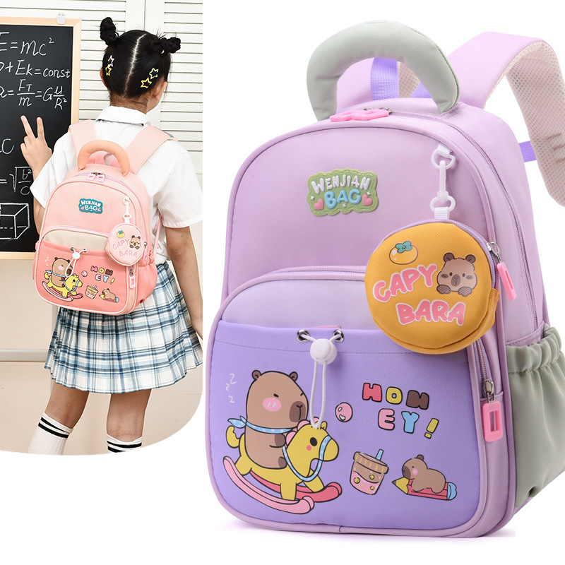 Mochila infantil Capibara nueva mochila transfronteriza para niños y niñas, mochila de jardín de infantes de moda ligera y color combinado