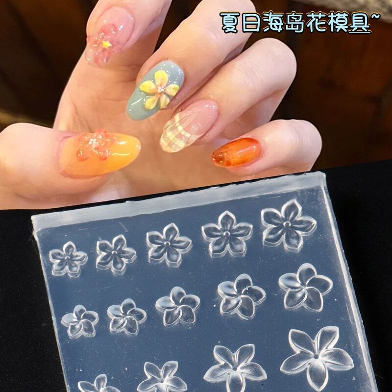 New Nail Art Silicone Mold for Embossed 3D DIY Carving of Plumeria Five-Petal Nail Decoration