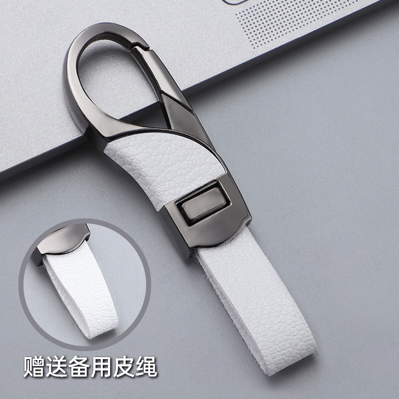 2024 llavero de coche transfronterizo explosivo, botón a presión de cuero de alta gama, colgante de llavero de negocios simple y personalizado